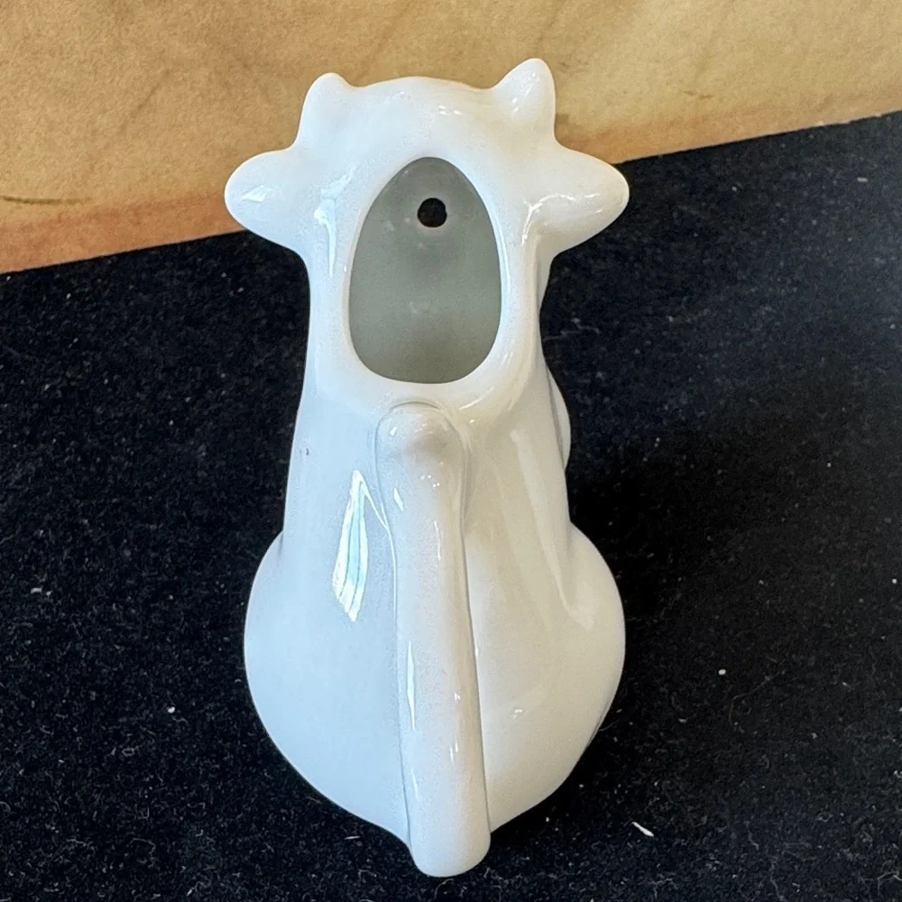 Set of small White Ceramic Animal Figurines creamer Duck and Cow